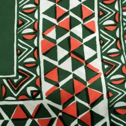 Pre Owned وشاح فالنتينو مربع حرير مطبوع رهينو برتقالي وأخضر