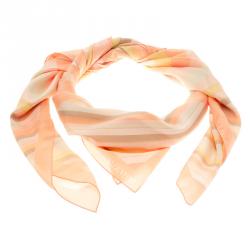 Pre Owned وشاح فالنتينو نيتيف كوتور حرير مقلم فاتح نمط ماسي مطبوع مربع