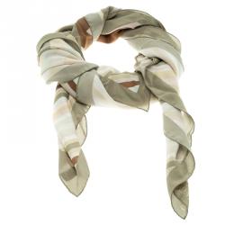 Pre Owned Valentino Native Couture Pastel Striped Diamond Print Silk Square Scarf