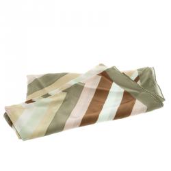 Pre Owned Valentino Native Couture Pastel Striped Diamond Print Silk Square Scarf