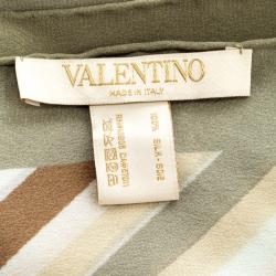 Pre Owned Valentino Native Couture Pastel Striped Diamond Print Silk Square Scarf