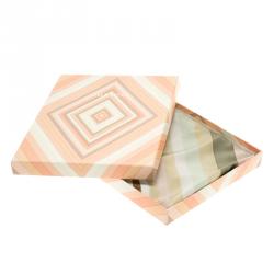 Pre Owned Valentino Native Couture Pastel Striped Diamond Print Silk Square Scarf