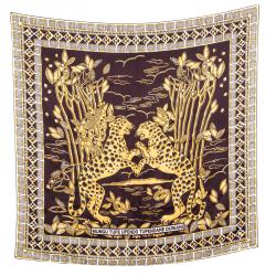 Pre Owned وشاح فالنتينو مربع حرير طباعة نمر تريبال متعدد الألوان