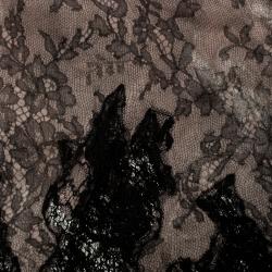 Pre Owned وشاح فالنتينو تفاصيل دانتيل متعرجة حرير ومودال مطبوع دانتيل وردي فاتح