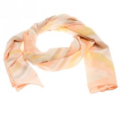 Pre Owned Valentino Native Couture Pastel Striped Diamond Print Silk Scarf