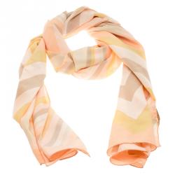 Pre Owned Valentino Native Couture Pastel Striped Diamond Print Silk Scarf
