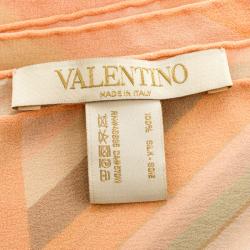 Pre Owned Valentino Native Couture Pastel Striped Diamond Print Silk Scarf