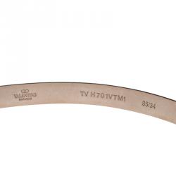 Pre Owned Valentino Black Leather Snake Buckle Belt 85 CM