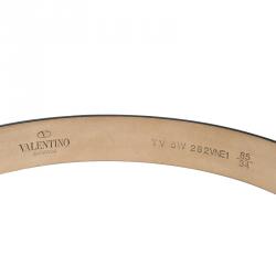 Pre Owned حزام فالنتينو جلد أسود لامع بالشعار 85 سم