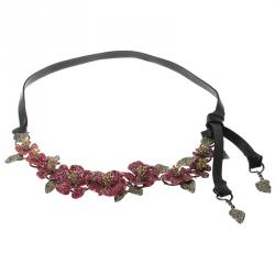 Pre Owned Valentino Hawaiian Couture Multicolor Flower Crystal Embellished Statement Necklace