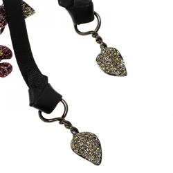 Pre Owned Valentino Hawaiian Couture Multicolor Flower Crystal Embellished Statement Necklace
