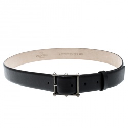 Pre Owned Valentino Black Leather Rockstud Belt 90cm