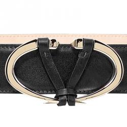 Pre Owned Valentino Black Leather V Rivet Belt 90 CM