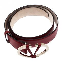 Pre Owned Valentino Rosso V. Leather V Rivet Belt 90 CM