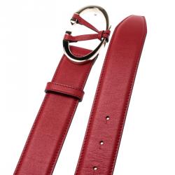 Pre Owned Valentino Rosso V. Leather V Rivet Belt 90 CM