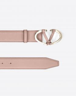 Pre Owned Valentino Poudre Leather V Rivet Belt 80 CM