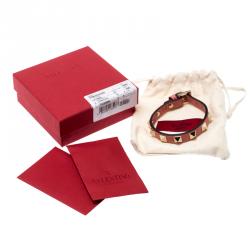 Pre Owned Valentino Tropical Sunrise Leather Rockstud Bracelet