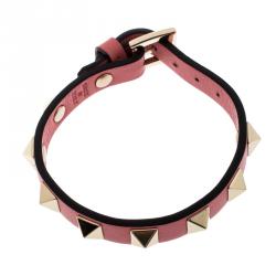 Pre Owned Valentino Tropical Sunrise Leather Rockstud Bracelet