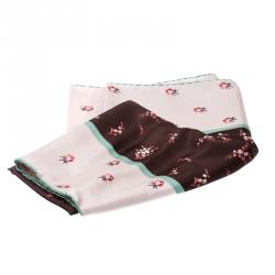 Pre Owned Valentino Water Rose Lily Of The Valley Printed Silk Square Scarf