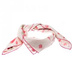 Pre Owned Valentino Almond Rose Re-Edition Printed Silk Square Scarf