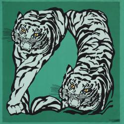 مملوكة مسبقًا Valentino Chameleon Tiger Re-Edition 1967 Printed Silk Square Scarf