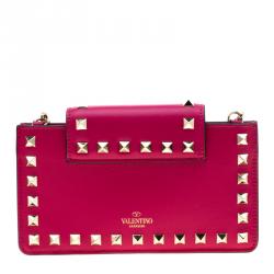 Pre Owned Valentino Disco Pink Leather Rockstud Smartphone Case