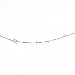 Pre Owned Valentino Silver Tone Letter Long Necklace 