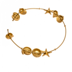 Pre Owned Valentino Starfish & Seashell Gold Tone Station Choker Necklace