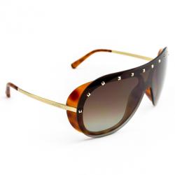Pre Owned Valentino Studded Tortoise Frame V102s Woman Wrap Sunglasses