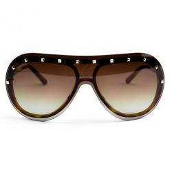 Pre Owned Valentino Studded Tortoise Frame V102s Woman Wrap Sunglasses