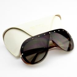 Pre Owned Valentino Studded Tortoise Frame V102s Woman Wrap Sunglasses
