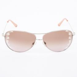 Pre Owned Valentino Peach & Gold 101S Aviator Womens Sunglasses
