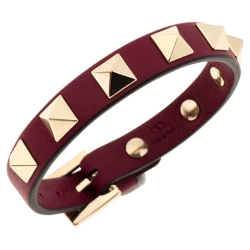 Valentino Raspberry Pink Leather Rockstud Bracelet