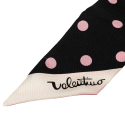 Valentino Black/Pink Rose Printed Silk Bandeau Scarf