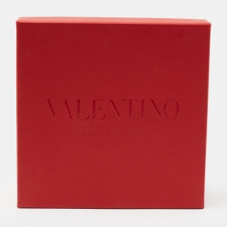 Pre Owned Valentino Brown/Burgundy Leather VLogo Reversible Buckle Belt 75 CM