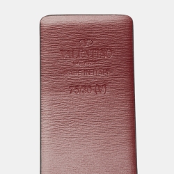 Pre Owned Valentino Brown/Burgundy Leather VLogo Reversible Buckle Belt 75 CM