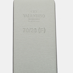 Pre Owned Valentino Light Blue/Grey Leather VLogo Belt 85 CM