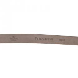 Pre Owned حزام فالنتينو بحلية فونيكس جلد بني 90 سم