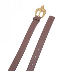 Pre Owned حزام فالنتينو بحلية فونيكس جلد بني 90 سم