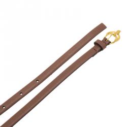 Pre Owned Valentino Cedar Brown Leather Snake Skinny Buckle Belt 90 CM