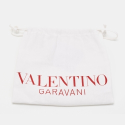 Pre Owned Valentino Black/Off White Leather VLogo Reversible Belt 75CM