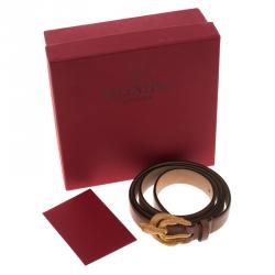 Pre Owned حزام فالنتينو إبزيم فونيكس جلد بيج 85 سم