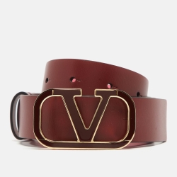 Pink Leather VLogo Belt
