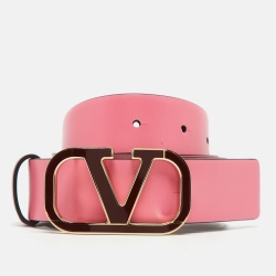 Valentino Red/Pink Leather VLogo Belt 80CM