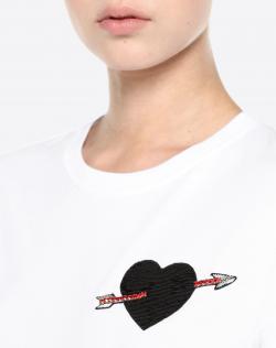 Pre Owned Valentino Bianco Jersey Love Story Embroidery Crew Neck T-Shirt XL