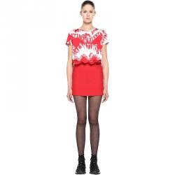 Pre Owned Valentino Rosso/Bianco Valentino Waves Printed Jersey Crew Neck T-Shirt L