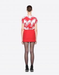 Pre Owned Valentino Rosso/Bianco Valentino Waves Printed Jersey Crew Neck T-Shirt L