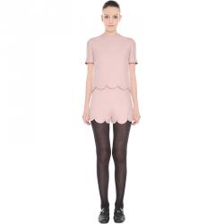 Pre Owned Valentino Wild Rose Crepe Couture Scalloped Top S