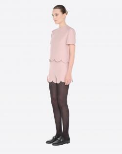 Pre Owned Valentino Wild Rose Crepe Couture Scalloped Top S
