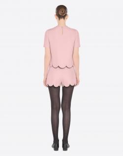 Pre Owned Valentino Wild Rose Crepe Couture Scalloped Top S